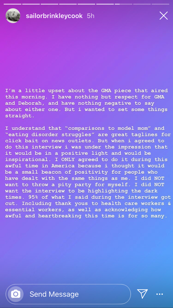 Sailor Brinkley, Instagram, Good Morning America